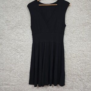 Peruvian Connection Women's Dress Modal Black Sleeveless Midi Size L Stretch LBD